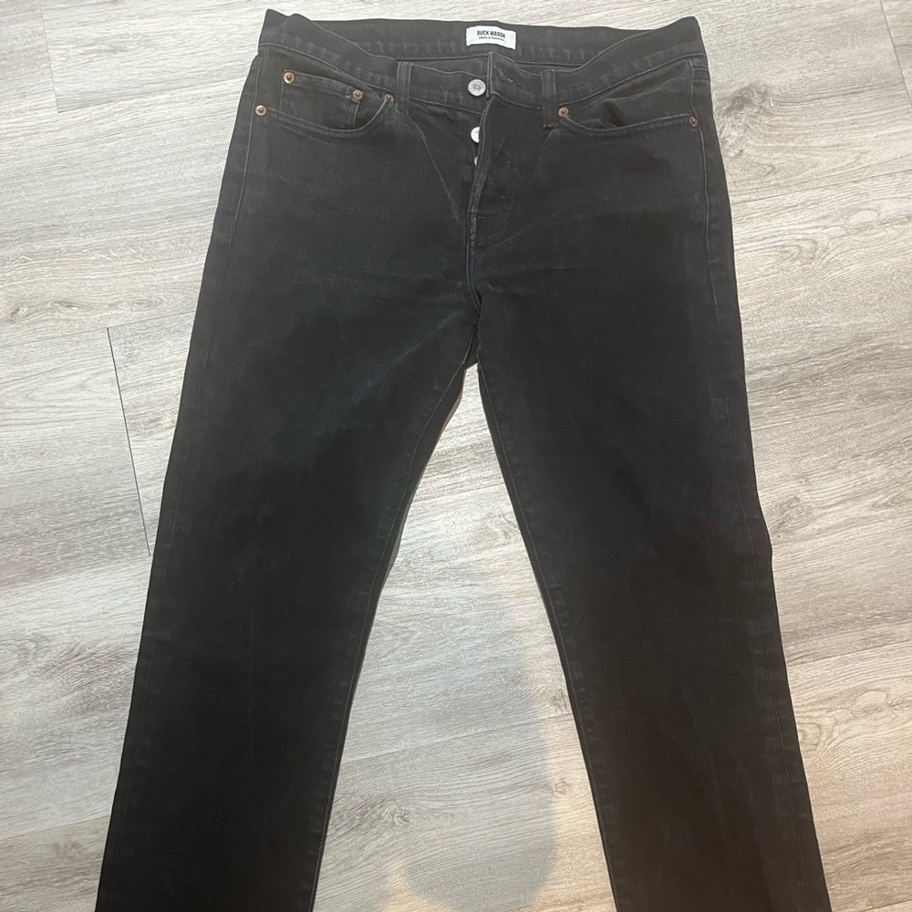 33x32 buck mason slim black denim